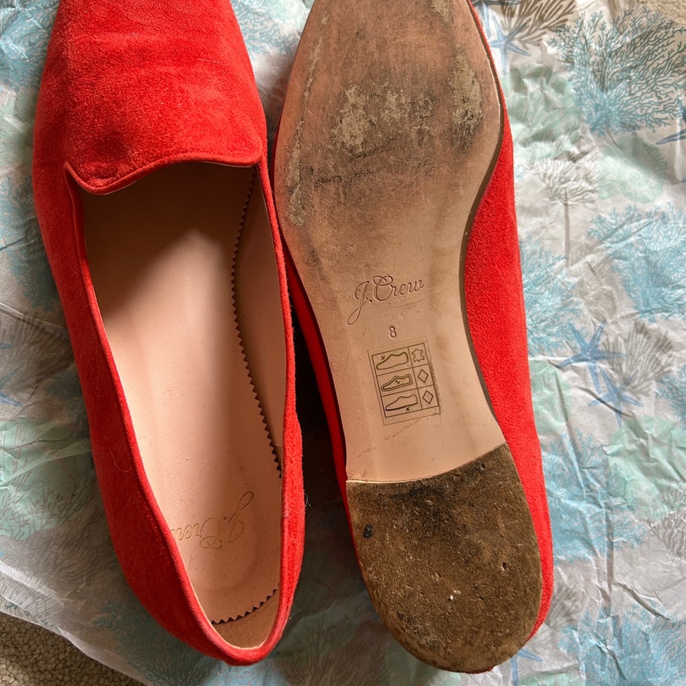 Red J Crew Suede Women's Loafers - Picture 3 of 6
